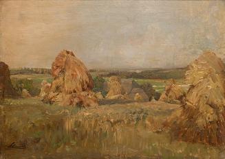 Emil Jakob Schindler, Erntemonat in Plankenberg, um 1890, Öl auf Holz, 26,5 x 36 cm, Belvedere, ...