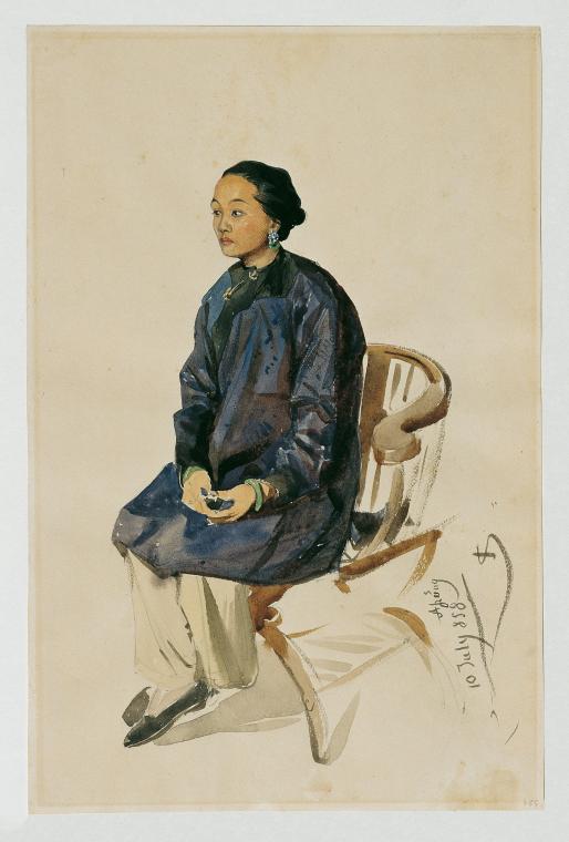 Joseph Selleny, Chinesin, 1858, Bleistift, Aquarell auf Papier, 35 x 22,5 cm, Belvedere, Wien,  ...