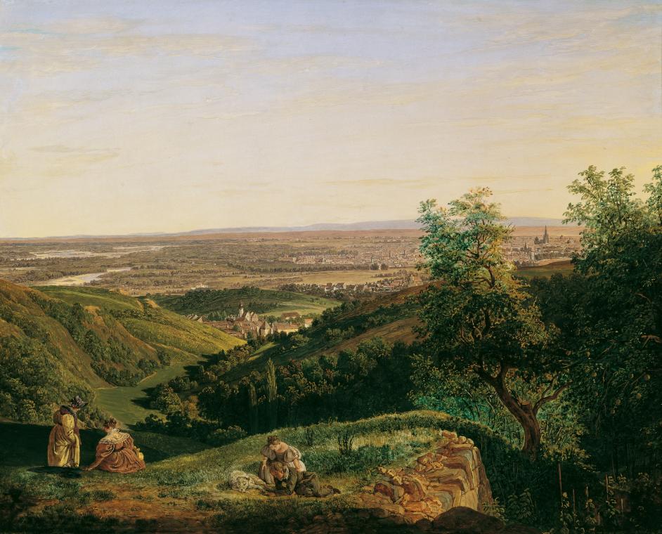 Matthias Rudolf Toma, Blick auf Wien vom Krapfenwaldl, 1834, Öl auf Holz, 35 x 43 cm, Belvedere ...