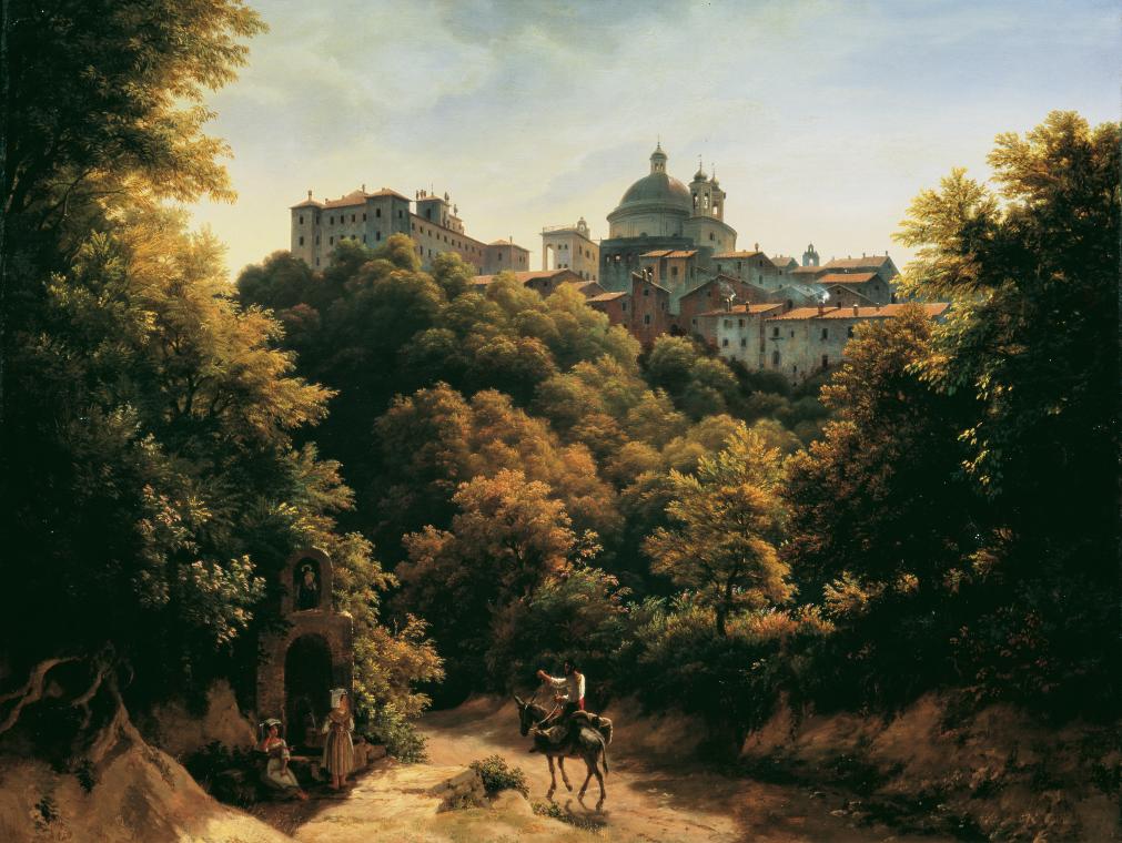 Johann Heinrich Schilbach, Ansicht von Ariccia, 1842, Öl auf Leinwand, 45 x 59 cm, Belvedere, W ...