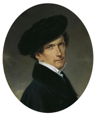 Josef Lambert Denk, Selbstporträt, 1836, Öl auf Karton, hochoval: 28,8 × 23,6 cm, Belvedere, Wi ...