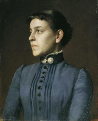 Rudolf Bacher, Dame im blauen Kleid, um 1900/1910, Öl auf Leinwand, 55 x 44,5 cm, Belvedere, Wi ...