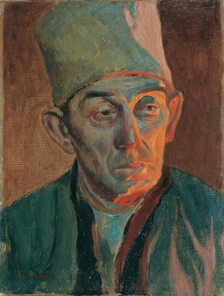 Hubert Landa, Mann mit Pelzkappe, um 1920/1930, Öl auf Leinwand auf Karton, 33,5 x 25,5 cm, Bel ...