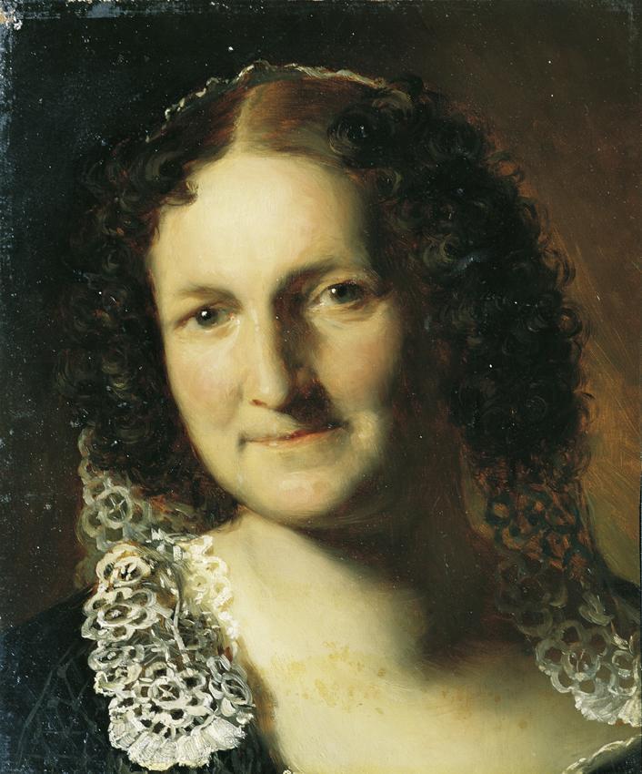 Unbekannter Künstler, Damenbildnis, um 1860, Öl auf Leinwand, 37 x 30,5 cm, Belvedere, Wien, In ...