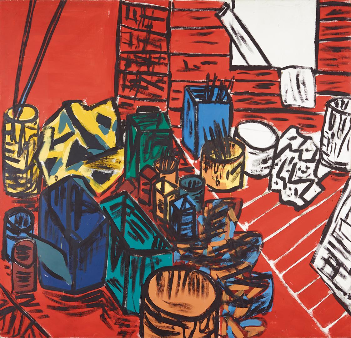 Hubert Schmalix, Roter Boden, 1979, Öl auf Leinwand, ungerahmt: 250 × 260 × 3,5 cm, Belvedere,  ...