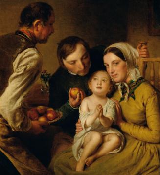 Johann Baptist Reiter, Das Bittenlernen (Familie Reiter), um 1850, Öl auf Leinwand, 39,2 x 36 c ...