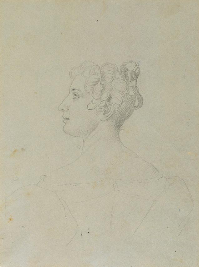Johann Peter Krafft, Weibliche Bildnisstudie, Bleistift auf Papier, 20,2 x 15 cm, Belvedere, Wi ...