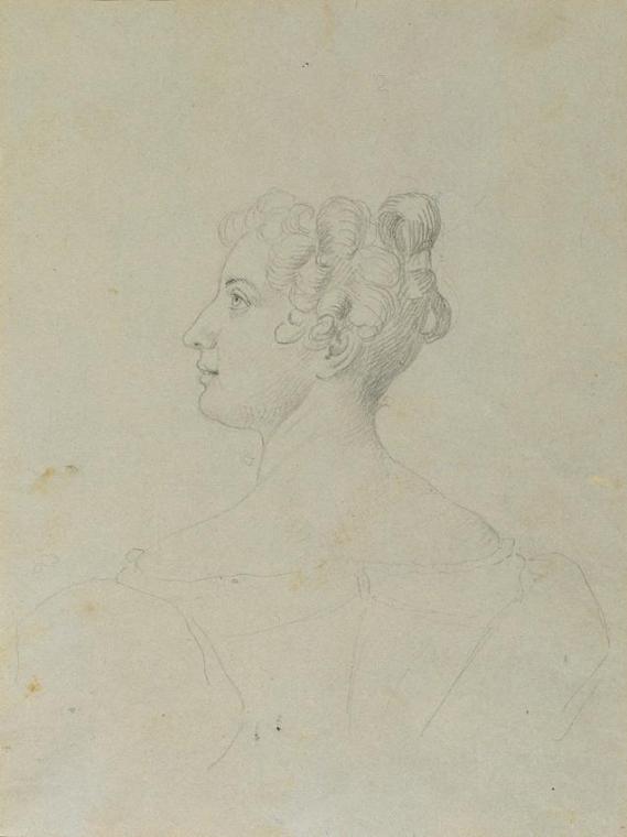 Johann Peter Krafft, Weibliche Bildnisstudie, Bleistift auf Papier, 20,2 x 15 cm, Belvedere, Wi ...