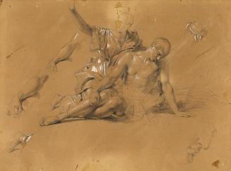 Johann Peter Krafft, Studie zu "Arindal und Daura", um 1820/1855, Bleistift auf Papier, weiß ge ...