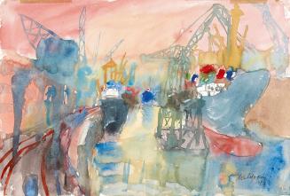 Kurt Moldovan, Hamburger Hafen, 1969, Aquarell auf Papier, 32 × 48 cm, Belvedere, Wien, Inv.-Nr ...