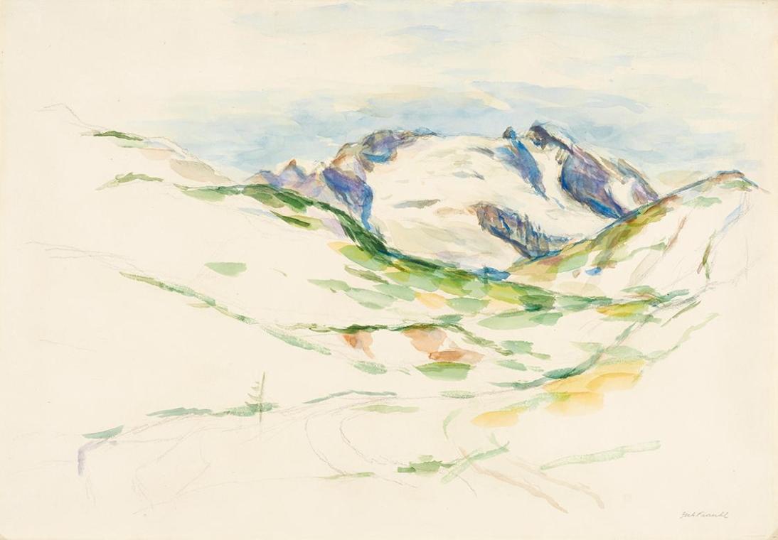 Gerhart Frankl, Marmolata – Dolomiten, 1927, Bleistift und Aquarell auf Papier, 36,8 × 53,1 cm, ...