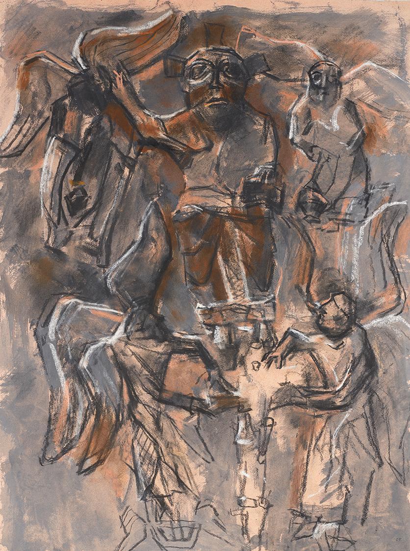 Gerhart Frankl, Christus als Weltenrichter II, 1962, Kohle, Pastell und Gouache auf Papier, 63, ...