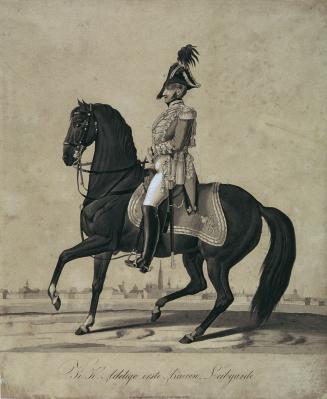 Unbekannter Künstler, Arcièrenleibgardist zu Pferd, 19. Jahrhundert, Kolorierte Lithographie, 4 ...