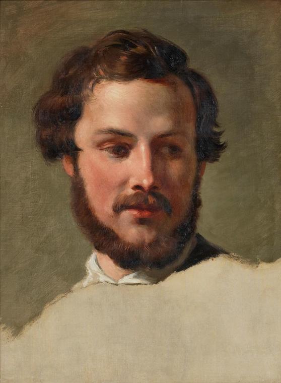 Johann Peter Krafft, Kopf eines jungen Mannes, Studie zu "Rüdiger und Angelica", um 1842, Öl au ...
