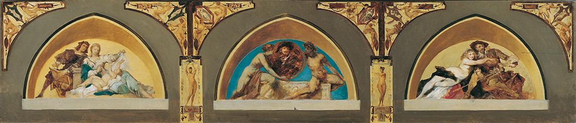 Hans Makart, Raffael, Rembrandt, Rubens, 1881, Öl auf Leinwand, 66 x 288 cm, Belvedere, Wien, I ...