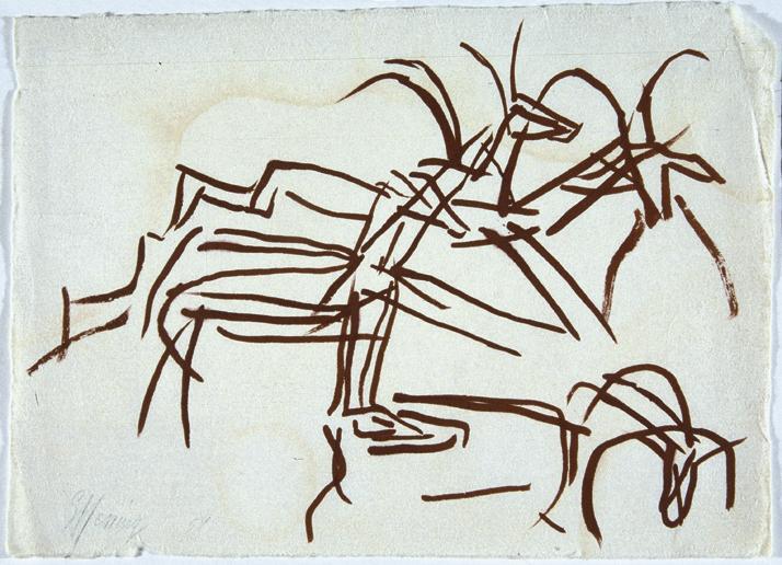 Gustav Hessing, Tierstudie, 1954, Deckfarben auf Papier, 24,5 x 34,5 cm, Belvedere, Wien, Inv.- ...