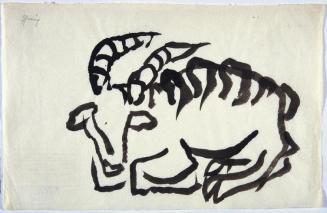 Gustav Hessing, Lagernder Büffel, Deckfarben auf Papier, 26,5 x 41,5 cm, Belvedere, Wien, Inv.- ...