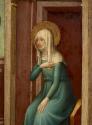 Meister der Darbringungen, Verkündigung an die hl. Anna, Detail, um 1420/1430, Malerei auf Tann ...