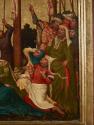 Meister der St. Lambrechter Votivtafel, Kreuzigung Christi, Wien, um 1430, Malerei auf Nadelhol ...
