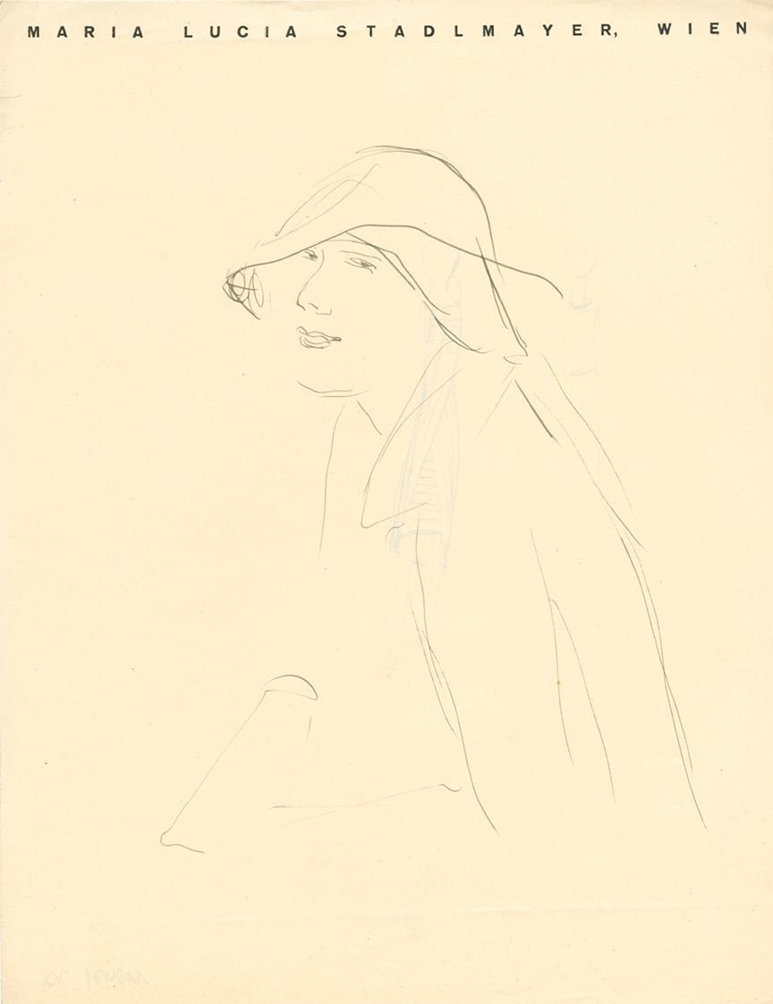 Maria Stadlmayer-Bieber, Damenbildnis (Skizze), 1928, Tusche, 28,5 × 22,3 cm, Belvedere, Wien,  ...