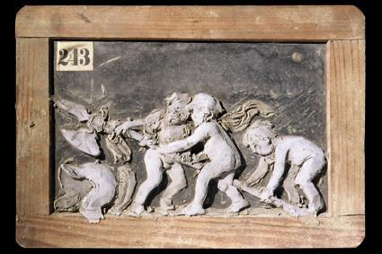 Rudolf Emanuel Ritter von Weyr, Putti mit einer Hellebarde spielend - Entwurf für einen Amorett ...