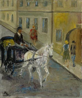 Rudolf Raimund Ballabene, Einspänner, nach 1945, Öl auf Leinwand, 60,5 × 50,5 cm, Artothek des  ...