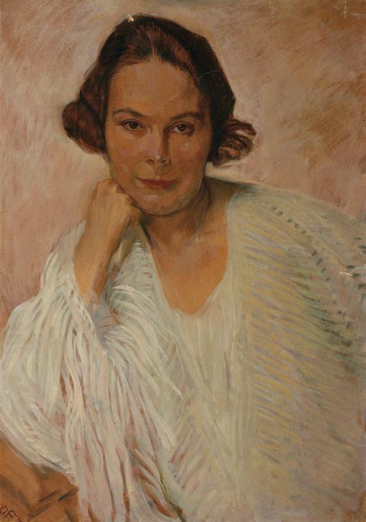 Otto Friedrich, Elle Lanzer, um 1925, Öl auf Karton, 73 × 51 cm, Belvedere, Wien, Inv.-Nr. 9642