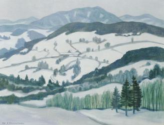 Franz Traunfellner, Winterlandschaft, 1979, Öl auf Leinwand auf Hartfaserplatte, 44 x 58 cm, Be ...