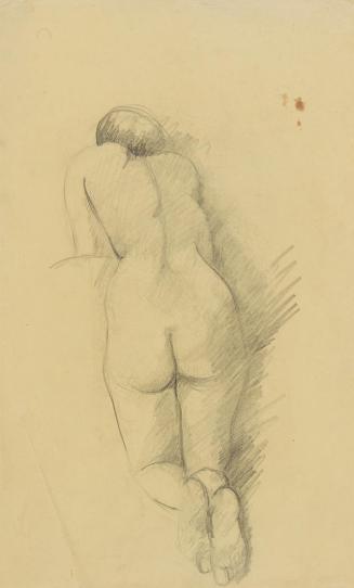 Anny Dollschein, Kniender weiblicher Rückenakt, 1933/1934, Bleistift, 44 × 28,2 cm, Belvedere,  ...