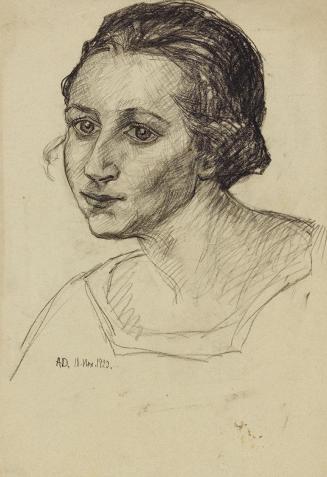 Anny Dollschein, Damenbildnis, 1923, Kohle, 37,5 × 27,7 cm, Belvedere, Wien, Inv.-Nr. 11046/61