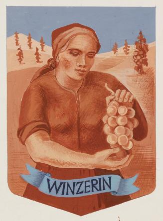 Anny Dollschein,Winzerin, Aquarell, Darstellungsmaße: 17 × 11,7 cm, Belvedere, Wien, Inv.-Nr. 1 ...