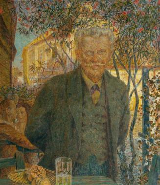 Leopold Blauensteiner, Der Gastwirt Siebenhandl in Melk, um 1920, Öltempera auf Karton, 82,5 x  ...