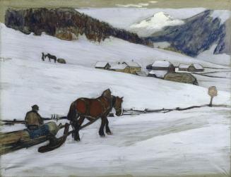 Oswald Roux, Bauernschlitten im Schnee, 1904, Gouache auf Papier, 66 x 86 cm, Belvedere, Wien,  ...