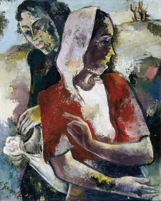 Oskar Gawell, Zwei Mädchen, undatiert, Öl auf Pappe, Belvedere, 70 x 55 cm, Wien, Inv.-Nr. 5156