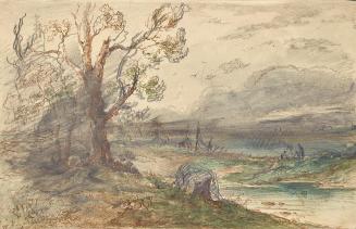 Wilhelm Steinfeld, Landschaft am Fluss, undatiert, Bleistift und Aquarell auf Papier, 15,4 × 23 ...