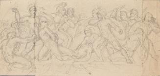 Josef Gisela, Klassische Kampfszene, um 1867, Bleistift auf Papier, 16 × 33,5 cm, Belvedere, Wi ...