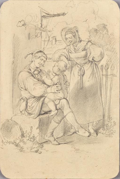 Eduard Ritter, Die glückliche Familie, Bleistift auf Papier, 16,2 × 11 cm, Schenkung Sammlung M ...