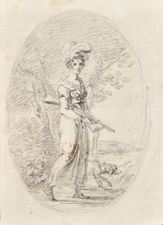 Angelika Kauffmann, Jägerin mit Hund, undatiert, Bleistift auf Papier, 21 × 15,3 cm, Schenkung  ...